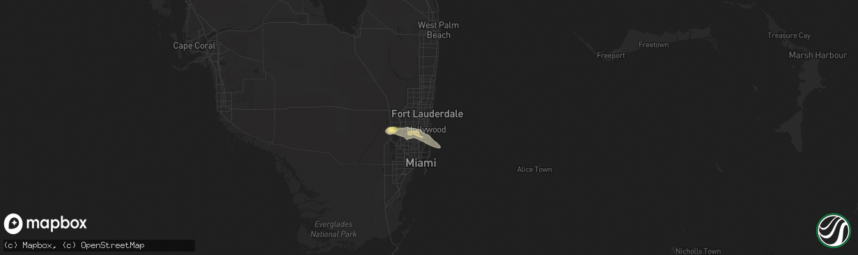 Hail map in Hollywood, FL on April 27, 2015