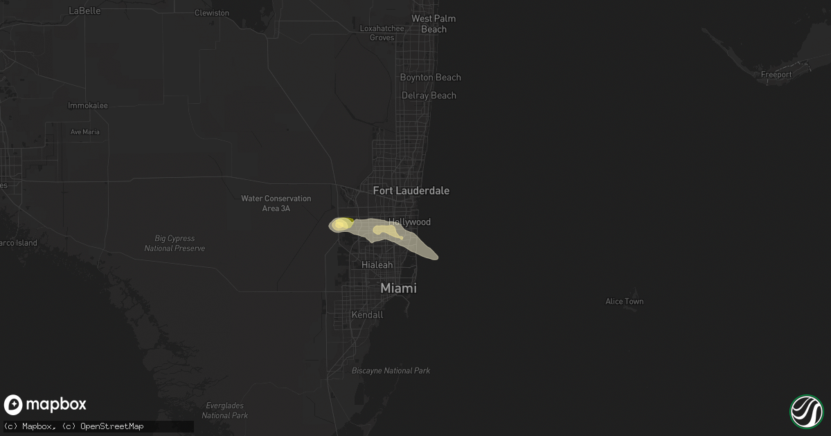 Hail map in Hollywood, FL on April 27, 2015