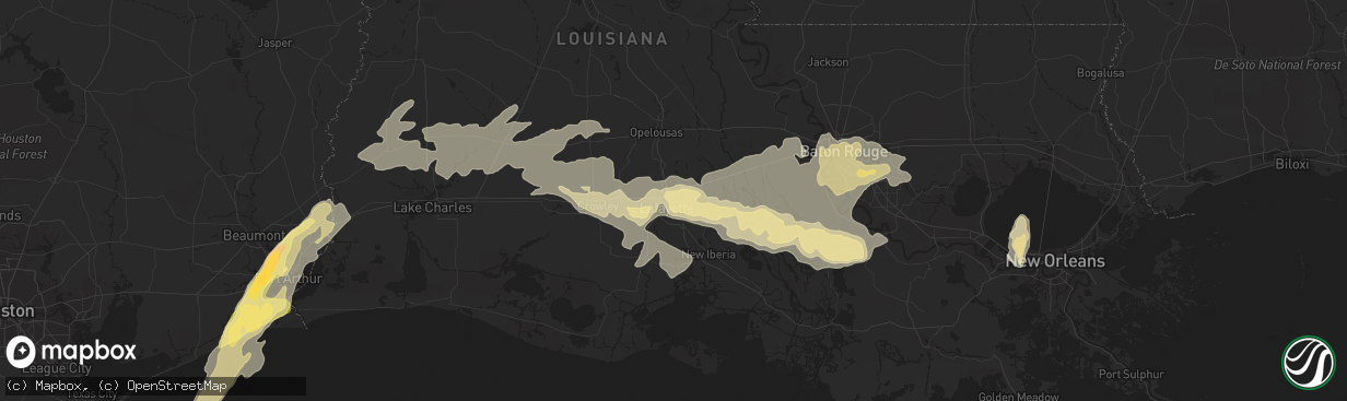 Hail map in Lafayette, LA on April 27, 2015