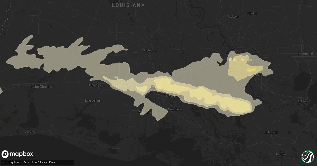 Hail map in Lafayette, LA on April 27, 2015