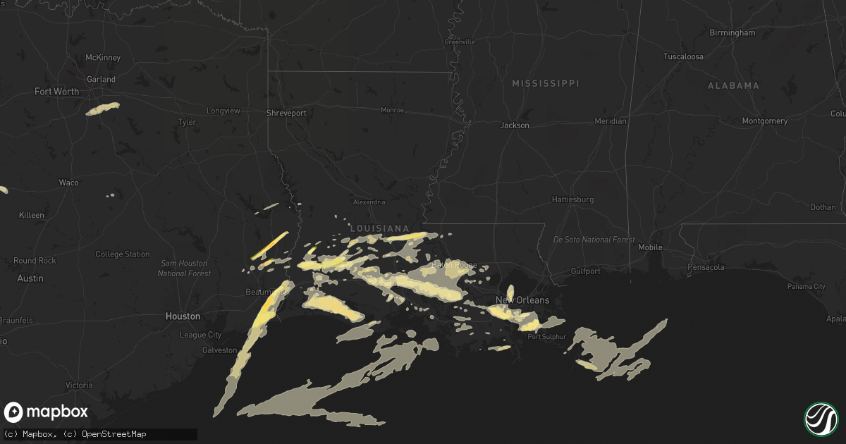 Hail map in Louisiana on April 27, 2015
