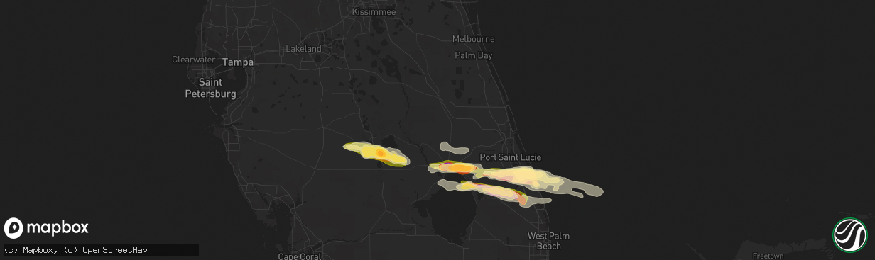 Hail map in Okeechobee, FL on April 27, 2015