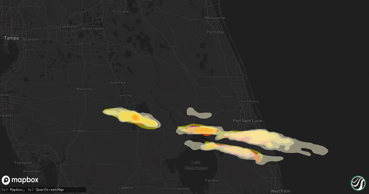 Hail map in Okeechobee, FL on April 27, 2015