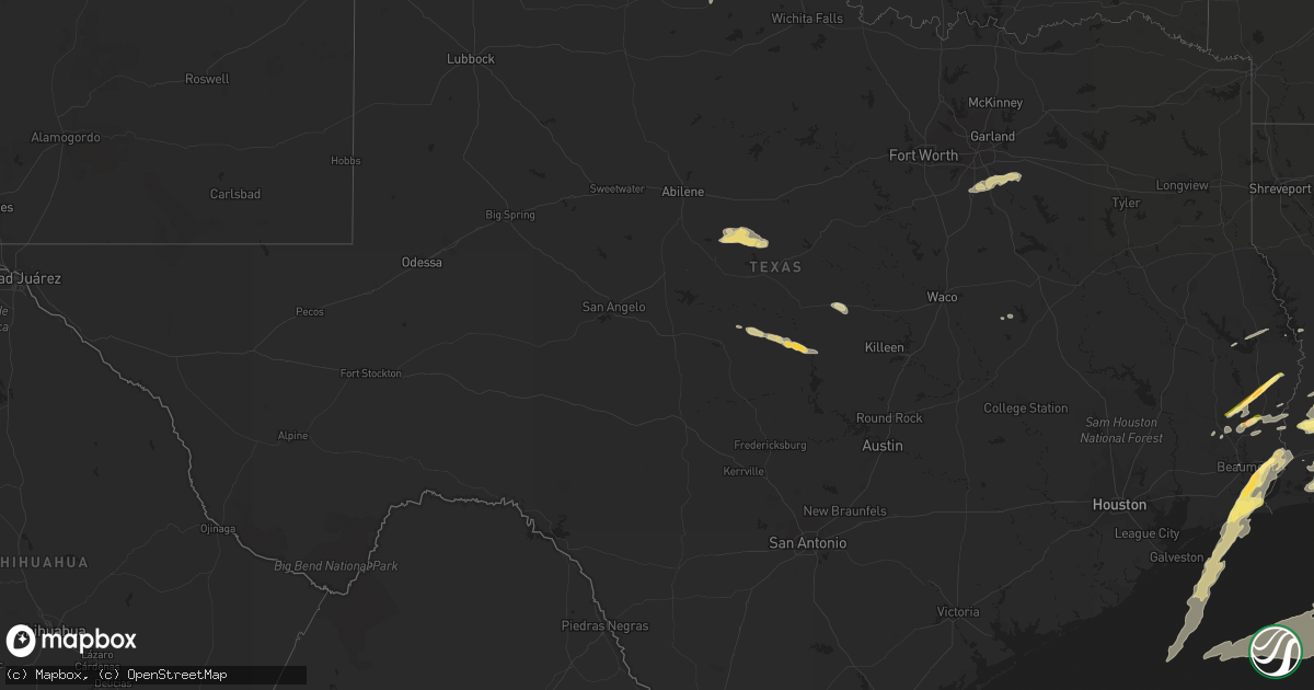 Hail map in Texas on April 27, 2015