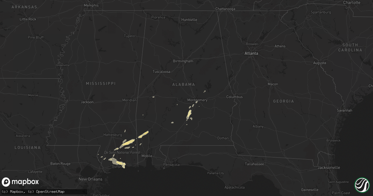Hail map in Alabama on April 27, 2016
