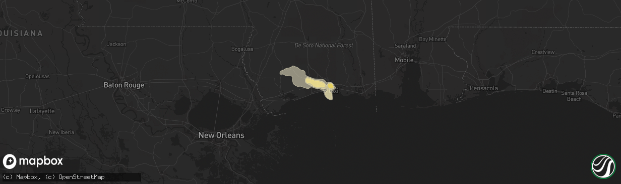 Hail map in Gulfport, MS on April 27, 2016