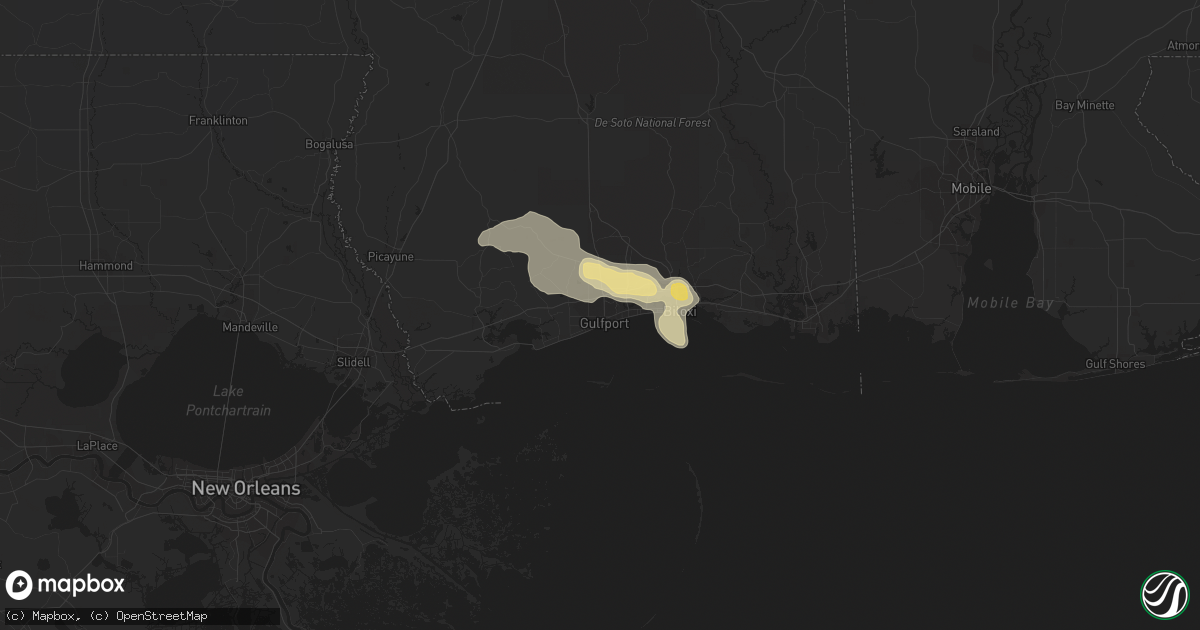 Hail map in Gulfport, MS on April 27, 2016