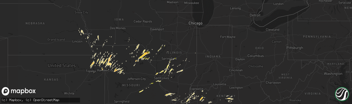 Hail map in Illinois on April 27, 2016