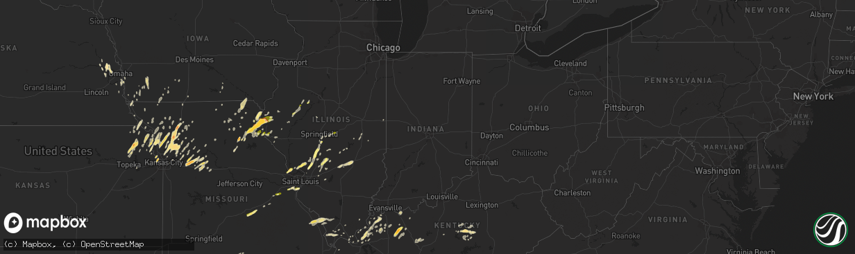 Hail map in Indiana on April 27, 2016