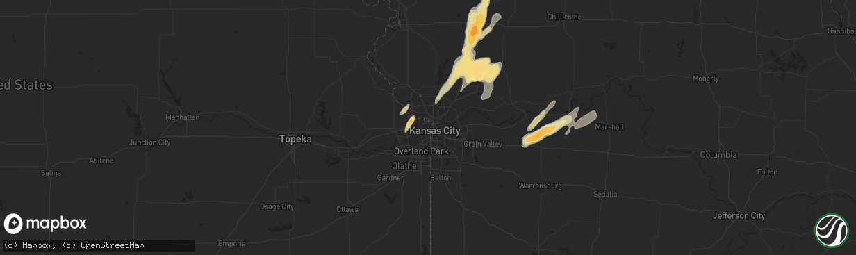 Hail map in Kansas City, KS on April 27, 2016