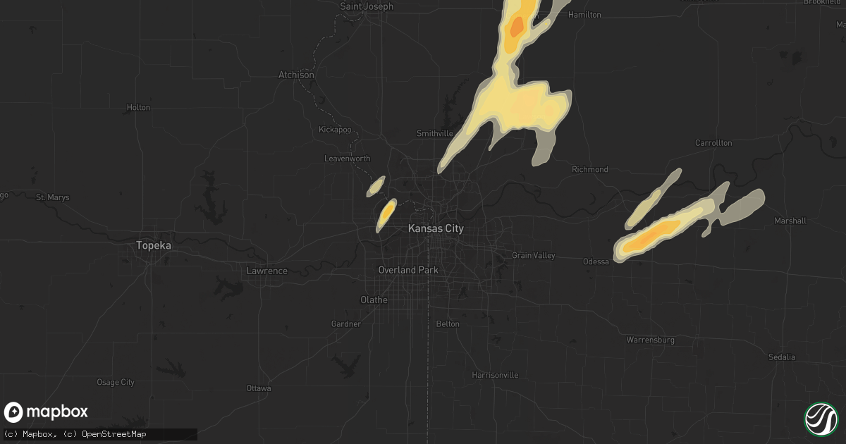 Hail map in Kansas City, KS on April 27, 2016