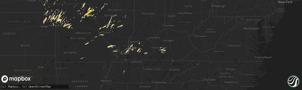 Hail map in Kentucky on April 27, 2016