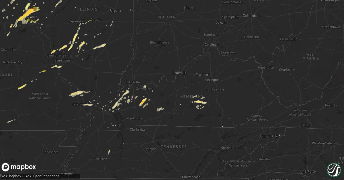 Hail map in Kentucky on April 27, 2016