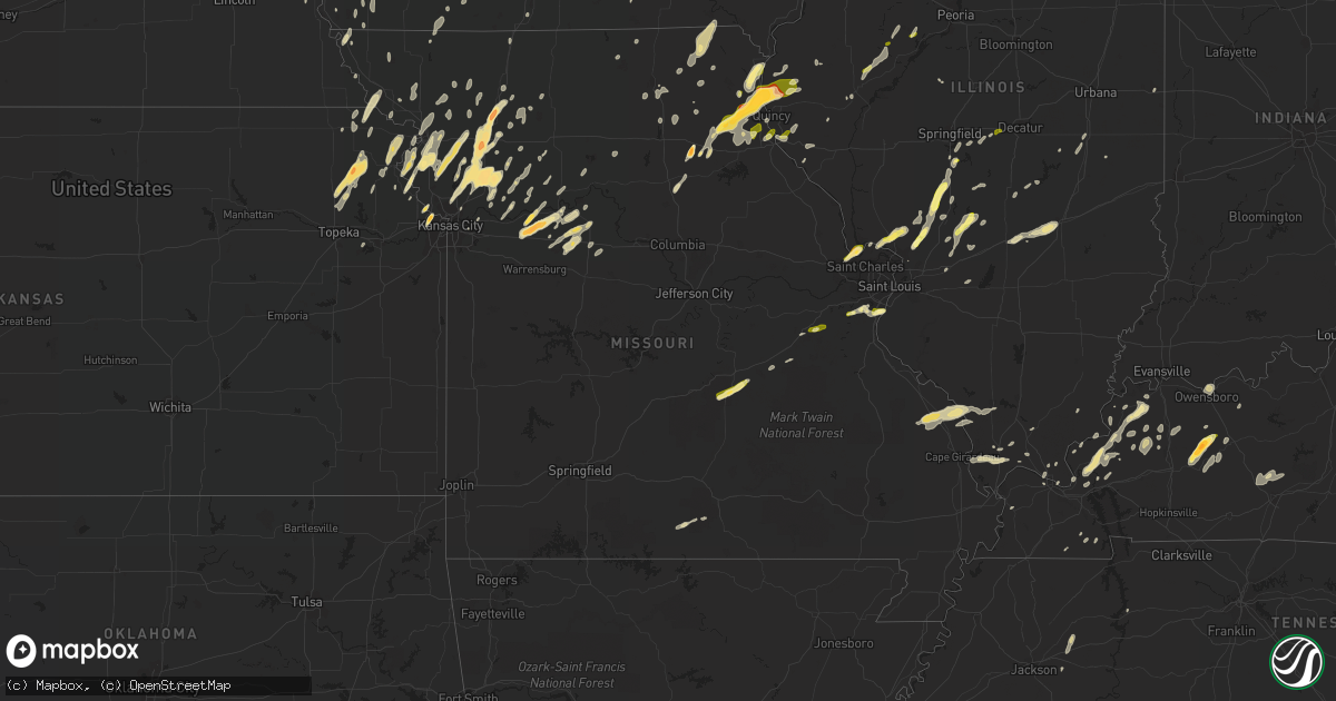 Hail map in Missouri on April 27, 2016