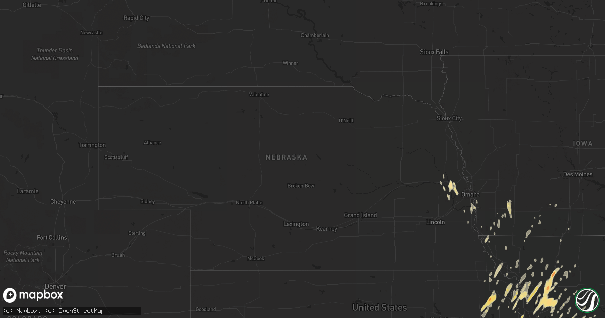 Hail map in Nebraska on April 27, 2016