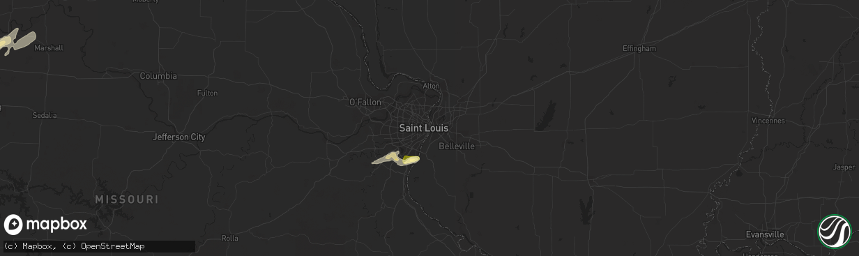 Hail map in Saint Louis, MO on April 27, 2016