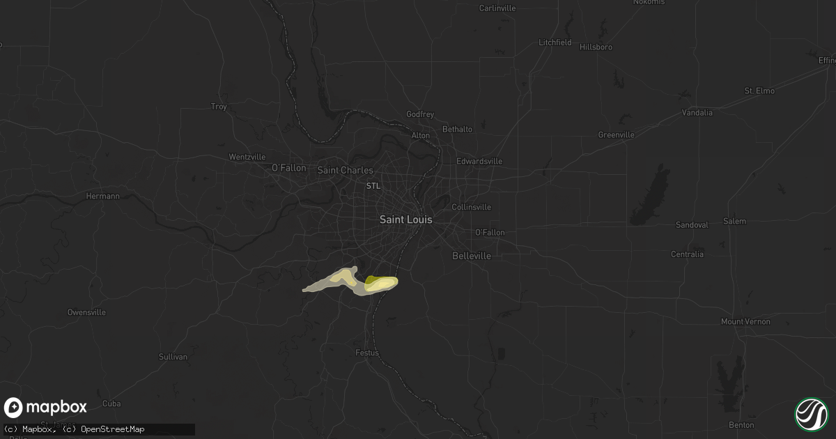 Hail map in Saint Louis, MO on April 27, 2016