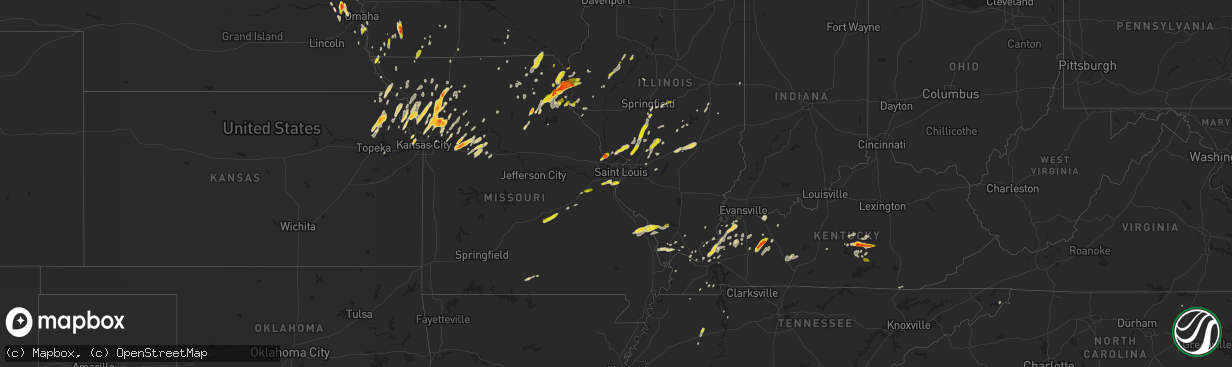 Hail map on April 27, 2016