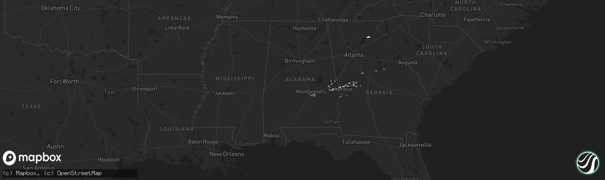 Hail map in Alabama on April 27, 2017