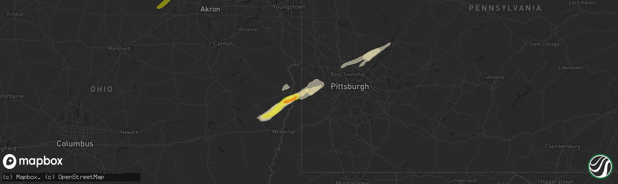 Hail map in Burgettstown, PA on April 27, 2017