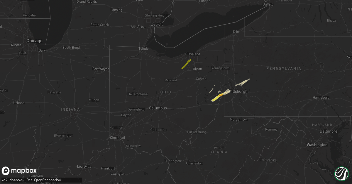 Hail map in Ohio on April 27, 2017
