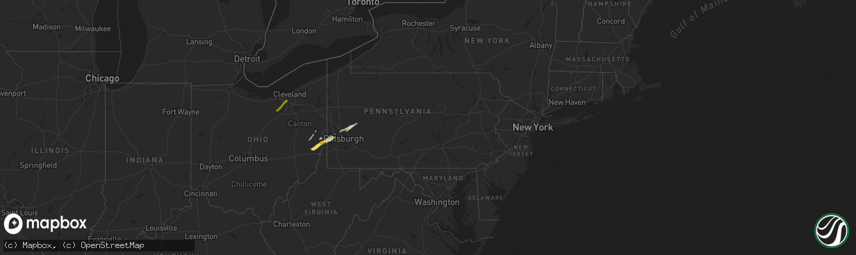 Hail map in Pennsylvania on April 27, 2017