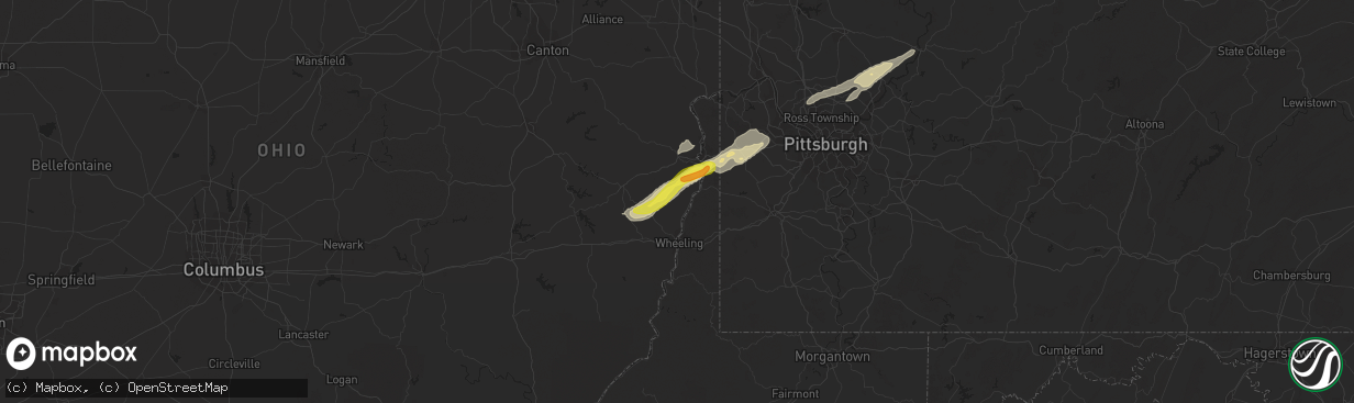 Hail map in Rayland, OH on April 27, 2017