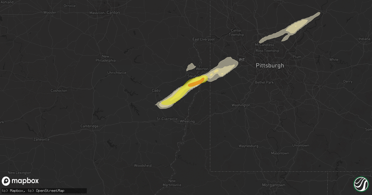 Hail map in Rayland, OH on April 27, 2017