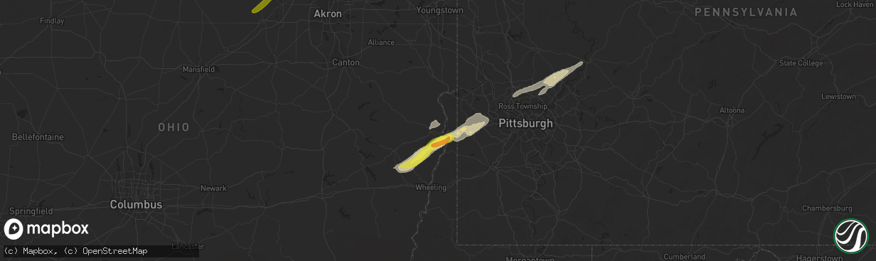 Hail map in Steubenville, OH on April 27, 2017