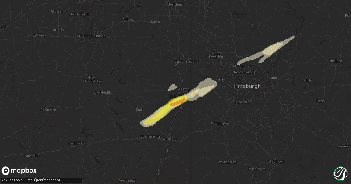 Hail map in Steubenville, OH on April 27, 2017