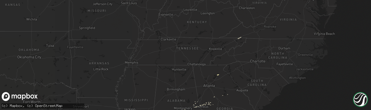 Hail map in Tennessee on April 27, 2017