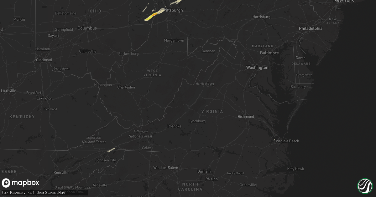 Hail map in Virginia on April 27, 2017