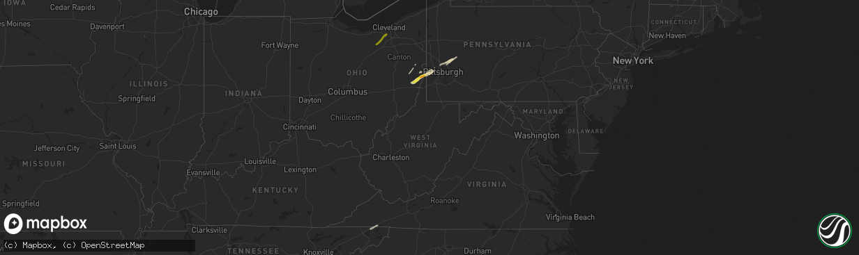 Hail map in West Virginia on April 27, 2017