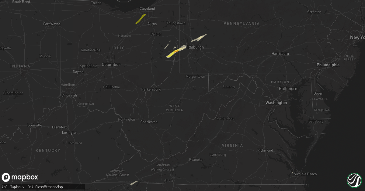 Hail map in West Virginia on April 27, 2017