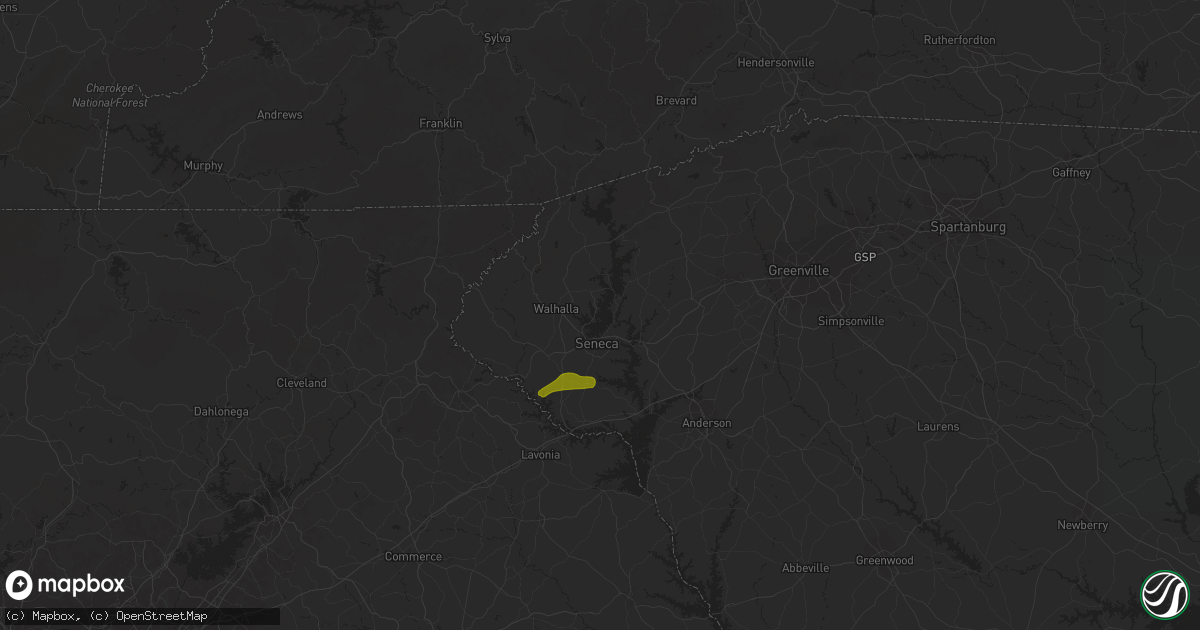 Hail map in Seneca, SC on April 27, 2018
