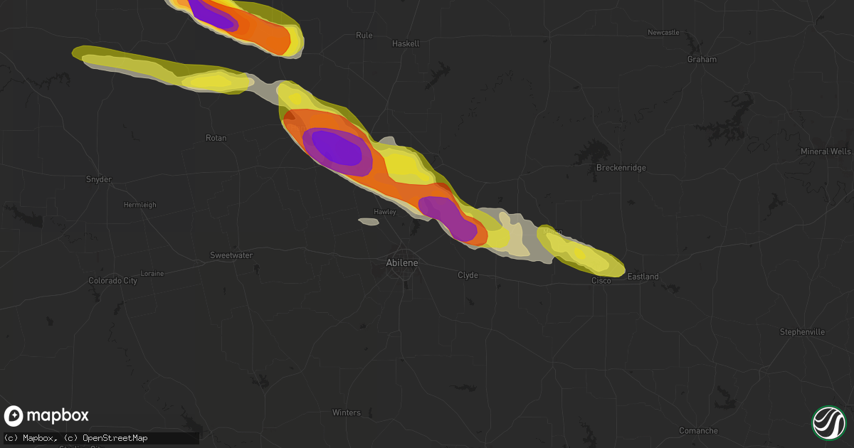 Hail map in Abilene, TX on April 27, 2019