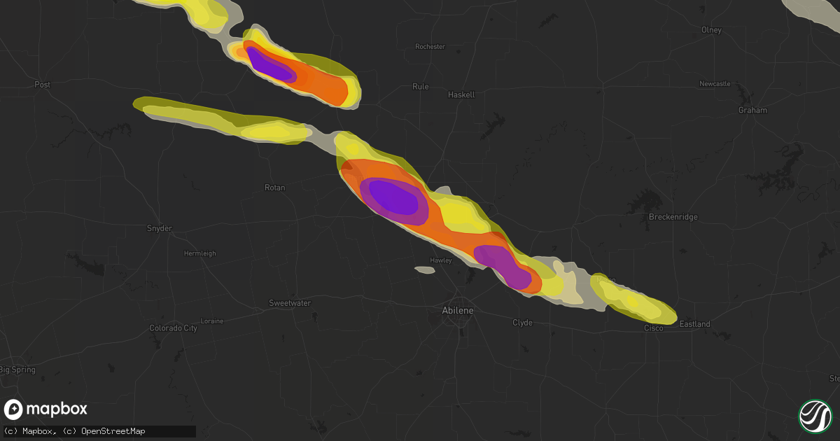 Hail map in Anson, TX on April 27, 2019