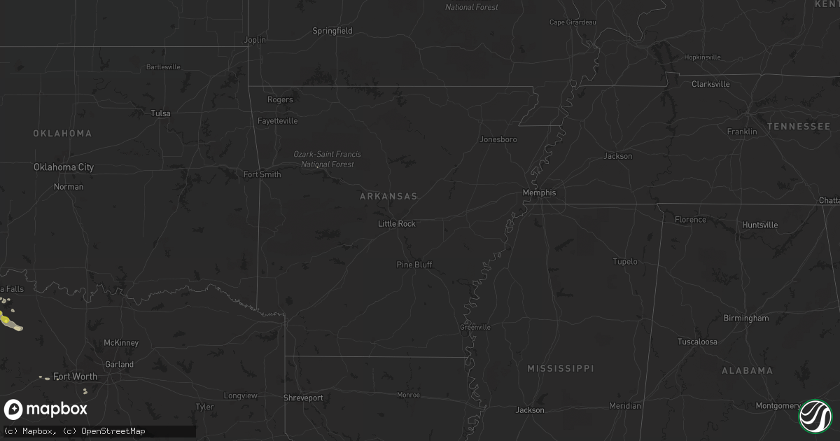 Hail map in Arkansas on April 27, 2019