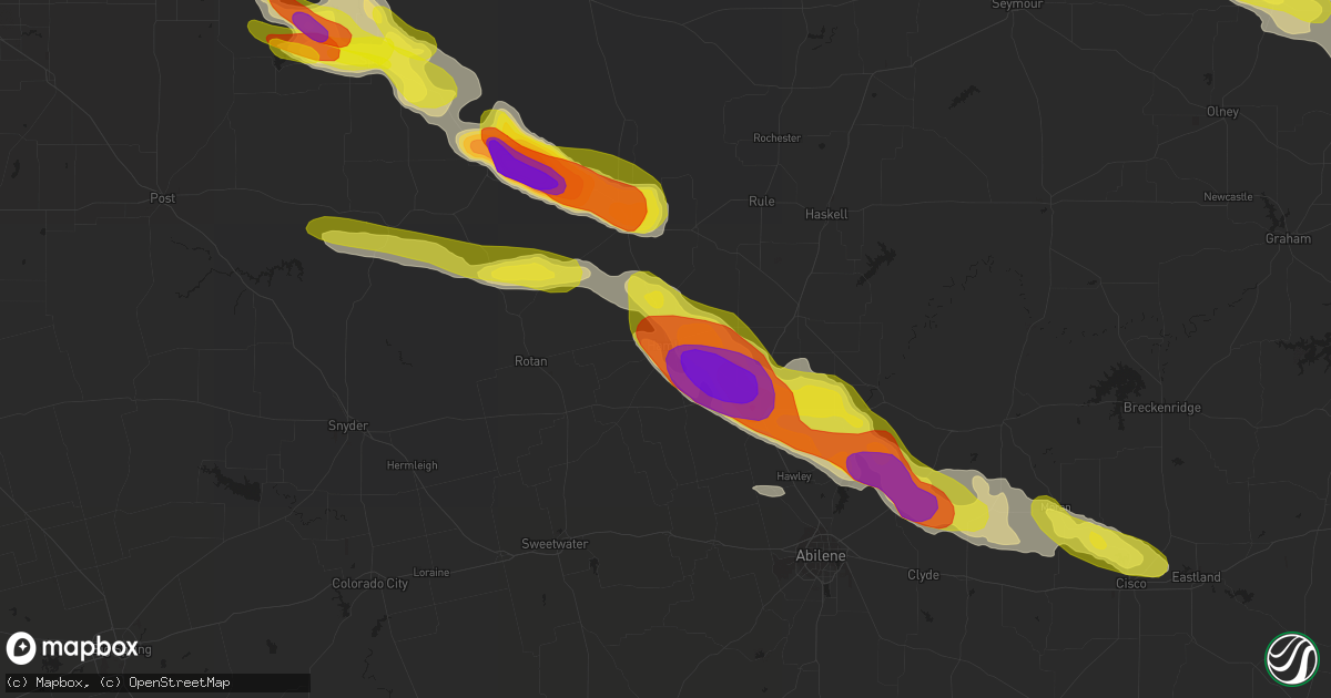 Hail map in Hamlin, TX on April 27, 2019
