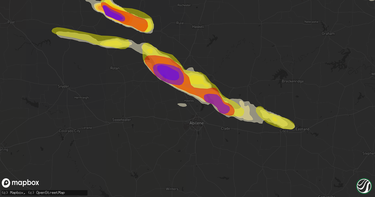 Hail map in Hawley, TX on April 27, 2019