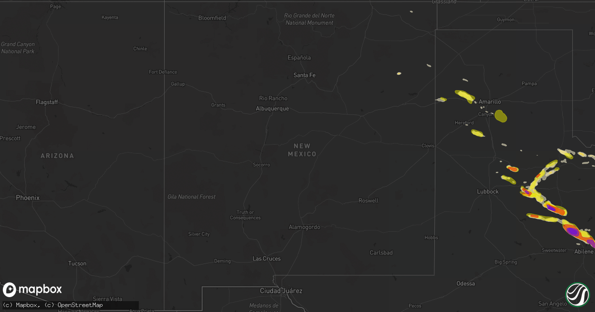 Hail map in New Mexico on April 27, 2019
