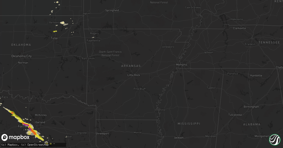 Hail map in Arkansas on April 27, 2020