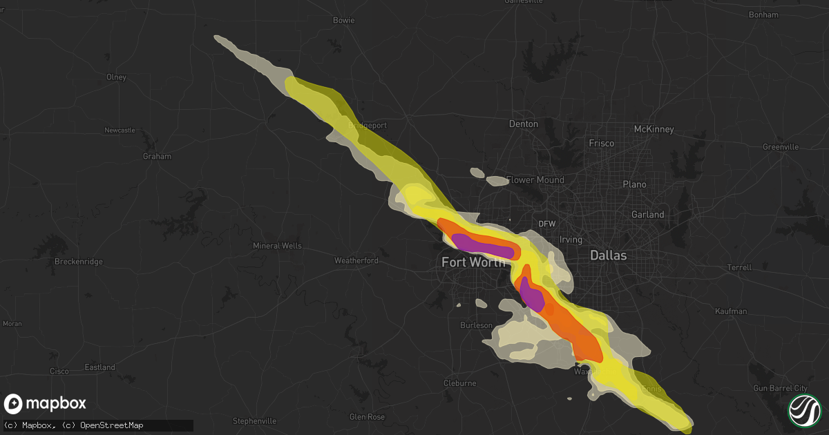 Hail map in Azle, TX on April 27, 2020