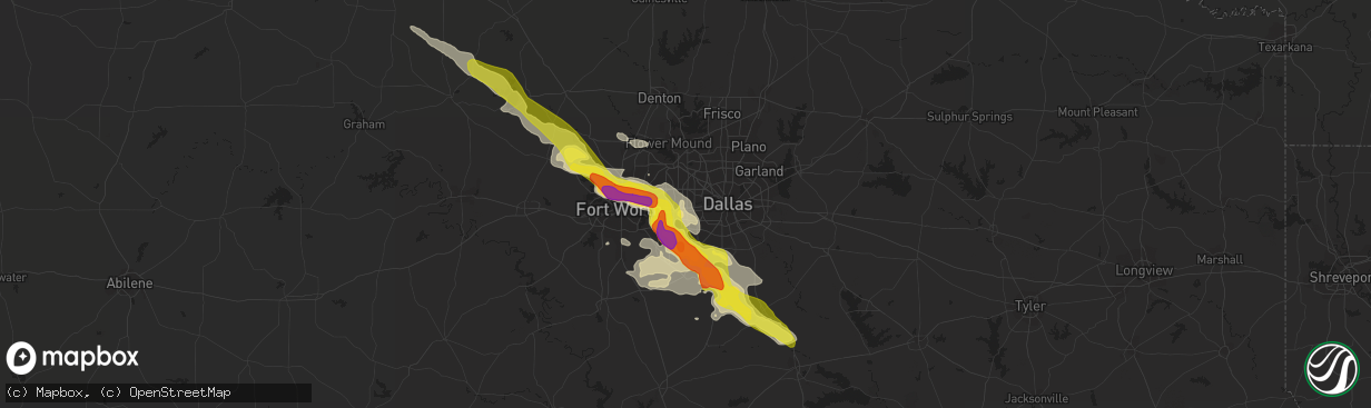 Hail map in Grand Prairie, TX on April 27, 2020