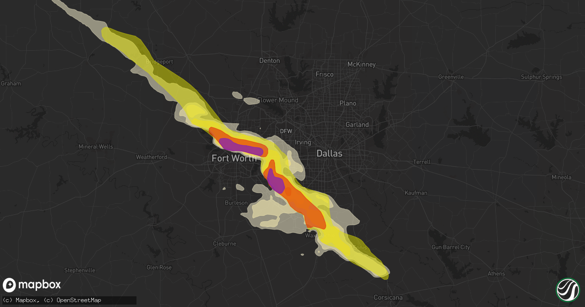 Hail map in Grand Prairie, TX on April 27, 2020