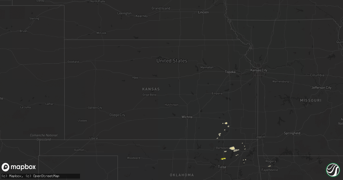 Hail map in Kansas on April 27, 2020
