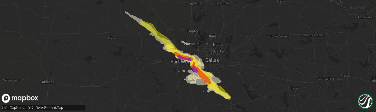 Hail map in North Richland Hills, TX on April 27, 2020