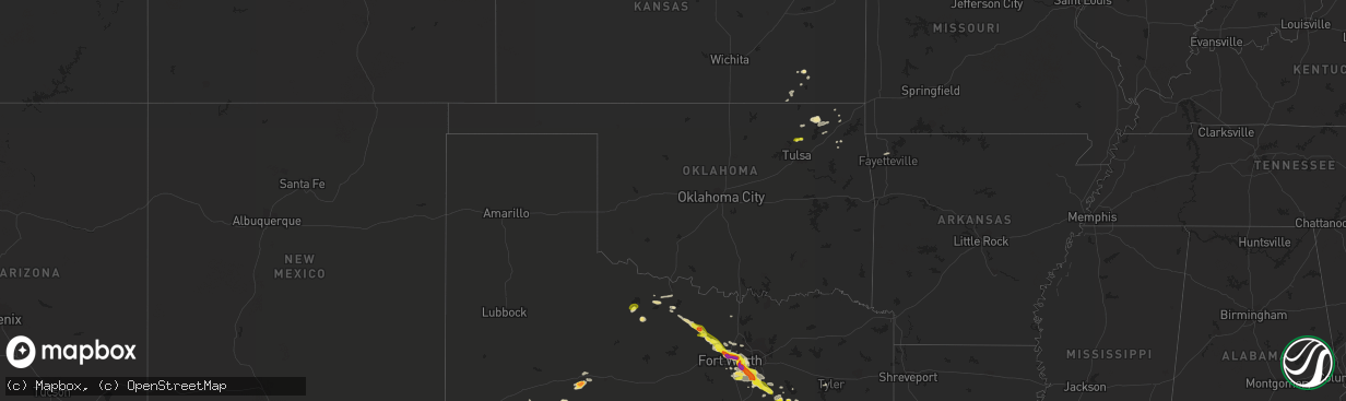 Hail map in Oklahoma on April 27, 2020