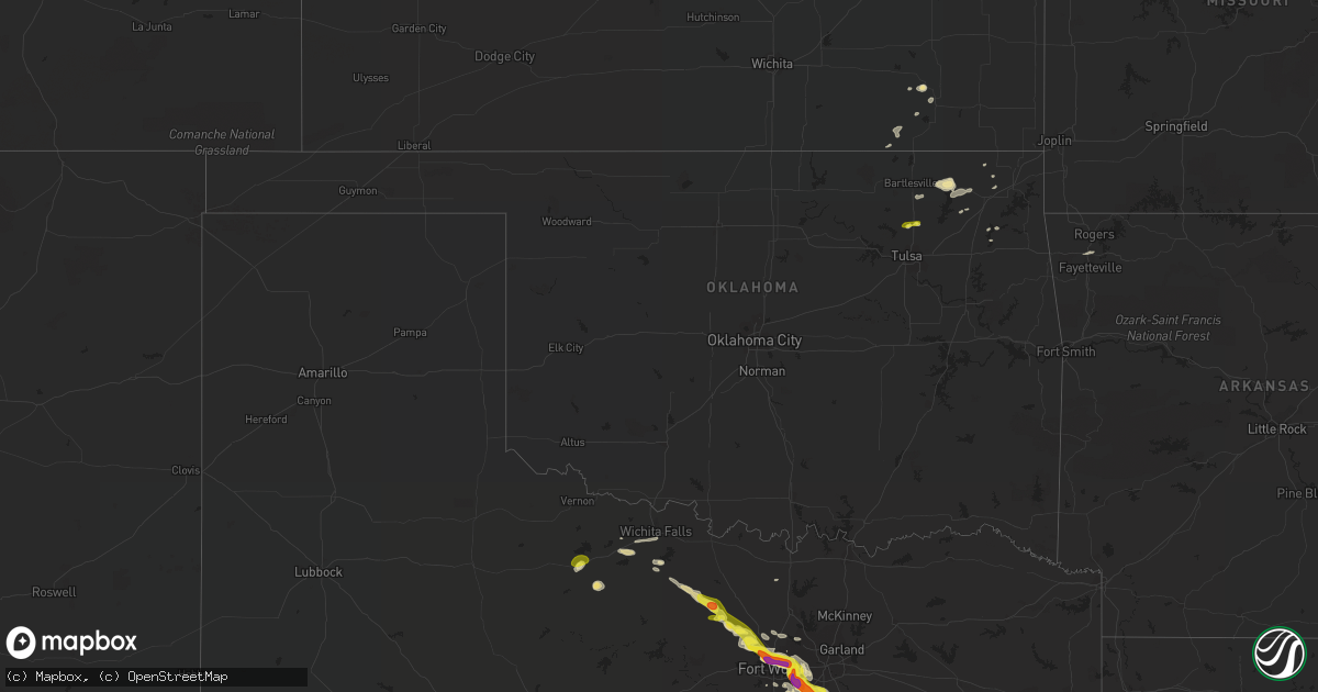 Hail map in Oklahoma on April 27, 2020