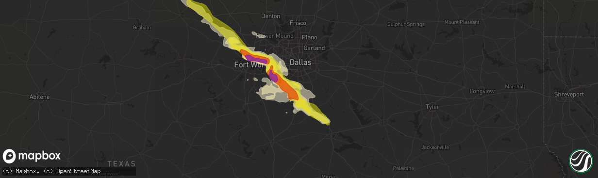 Hail map in Red Oak, TX on April 27, 2020